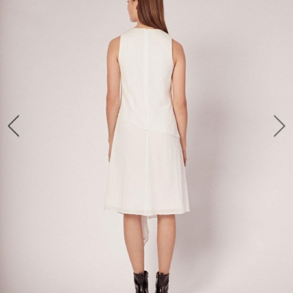 RAG & BONE WHITE 100% COTTON FERNAY LINED LAYERED ASYMMETRIC FRONT DRESS - Picture 4 of 12
